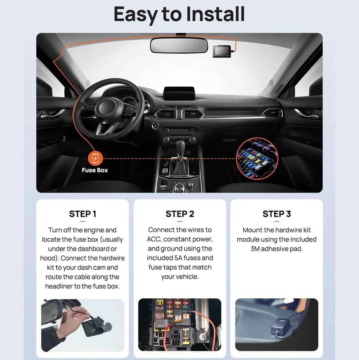 کیت برق دائمی دوربین خودرو هفتاد مای مدل 70mai Adjustable Hardwire Kit UP06 — تصویر ۶