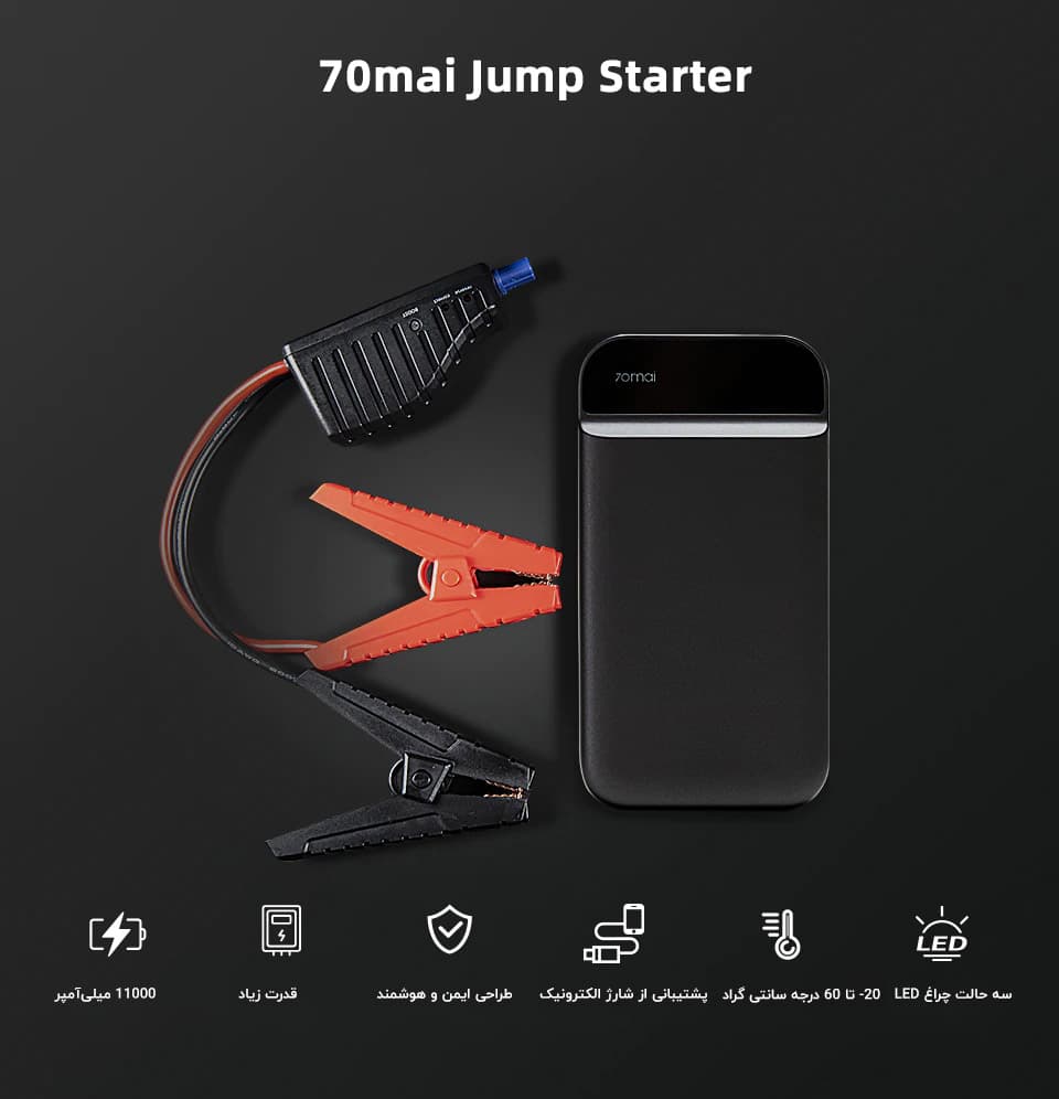 جامپ استارتر و پاور بانک سونتی مدل 70Mai PS01 Jump Starter 11100mAh Portable — تصویر ۶