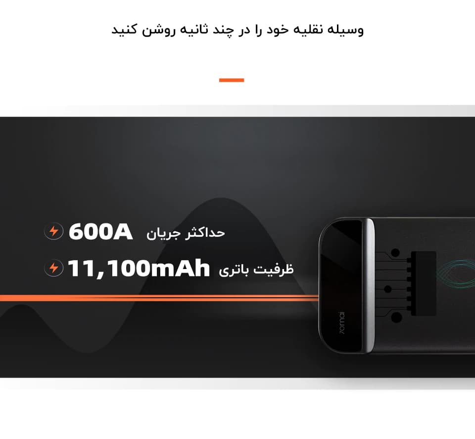 جامپ استارتر و پاور بانک سونتی مدل 70Mai PS01 Jump Starter 11100mAh Portable — تصویر ۵