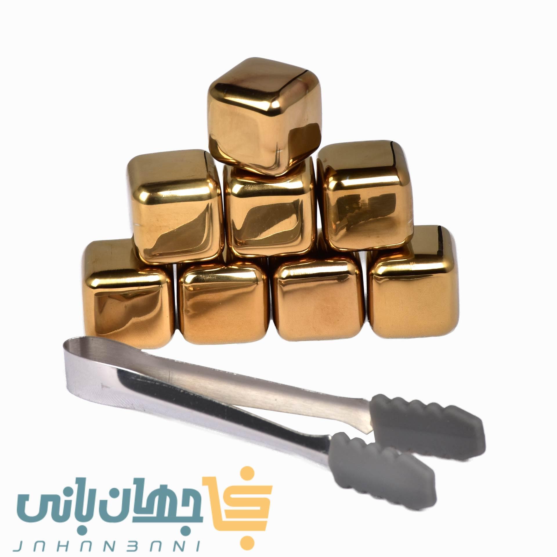 یخ مصنوعی استیل نقره ای و طلایی 6 عددی با انبر یونیک لایف — تصویر ۶