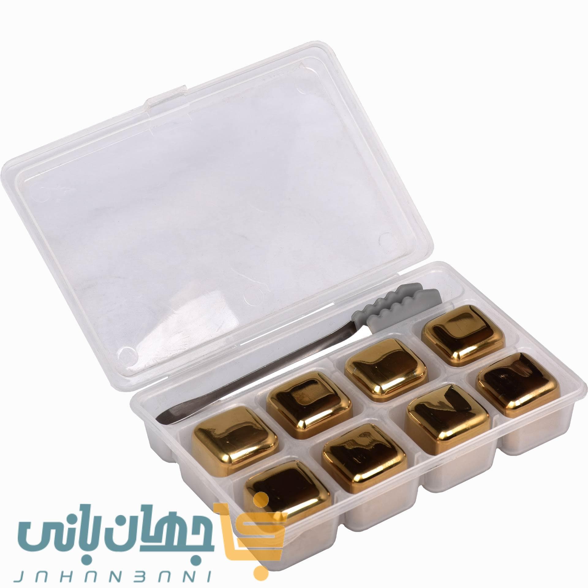 یخ مصنوعی استیل نقره ای و طلایی 6 عددی با انبر یونیک لایف — تصویر ۲