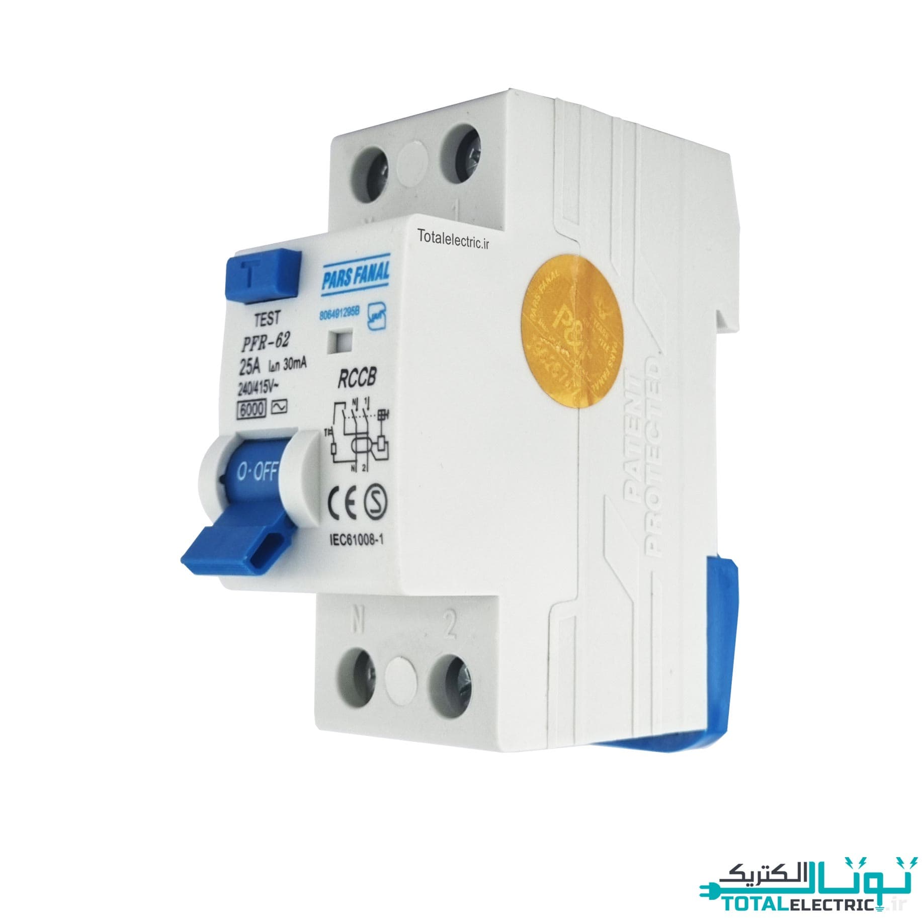 کلید محافظ جان دو پل 25 آمپر پارس فانال مدل PFR-2P 30mA