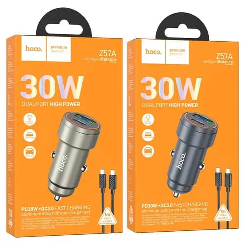 شارژر فندکی HOCO Z57A USB PD 30W + QC3.0 — تصویر ۲