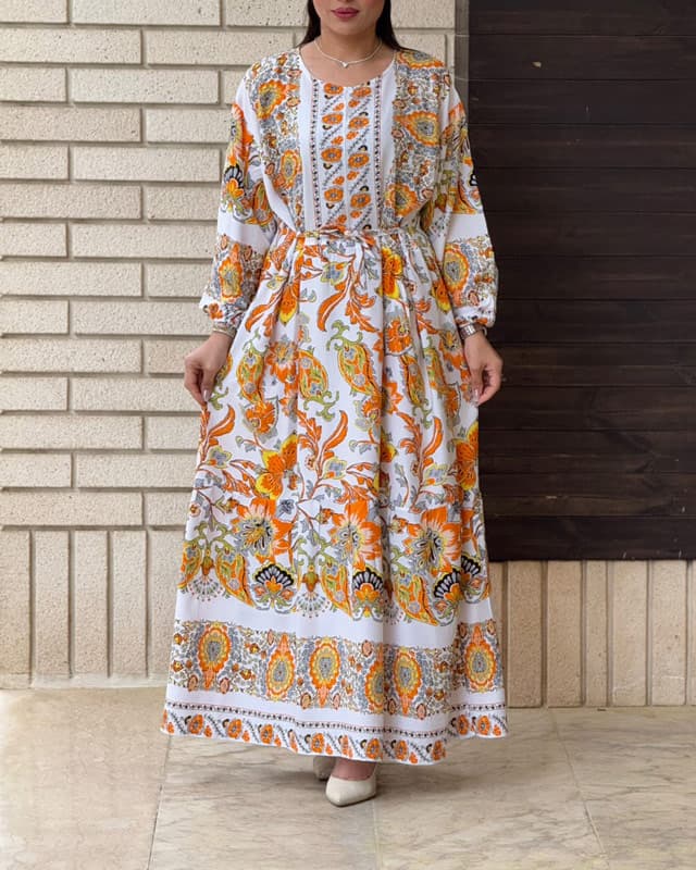 پیراهن نخی حاشیه دار نارین 6147 — تصویر ۱۲
