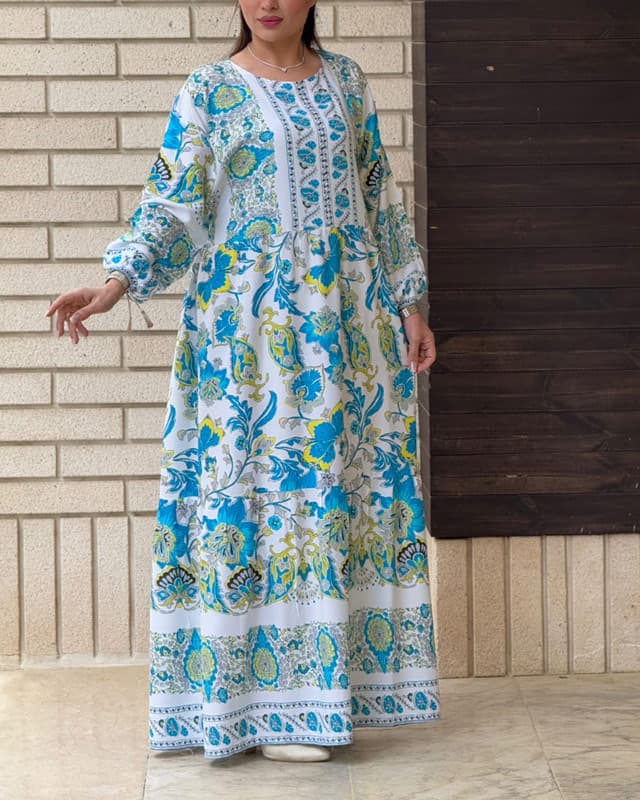 پیراهن نخی حاشیه دار نارین 6147 — تصویر ۱۱
