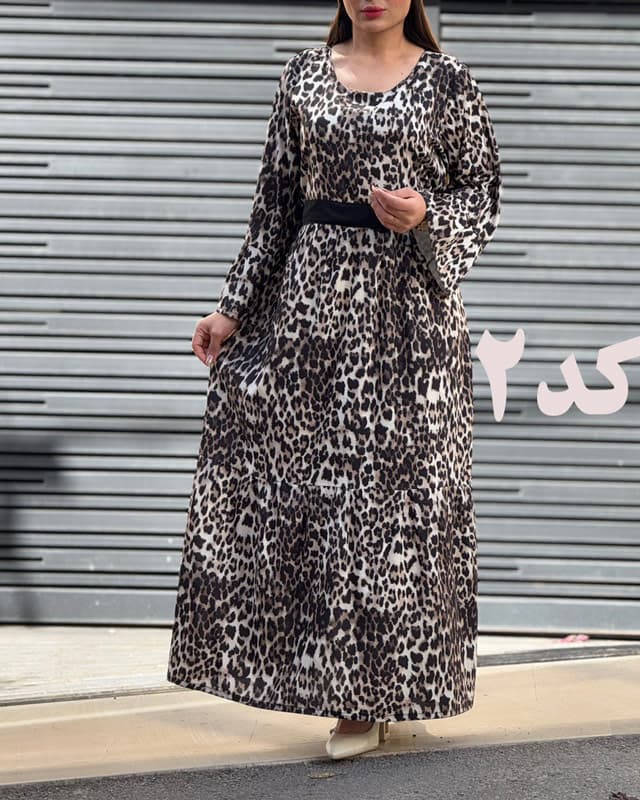 ساحلی فلور پلنگی کمربند مشکی 4168 — تصویر ۳