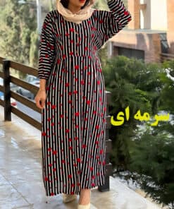 پیراهن نخی راه راه قلبی 4164 — تصویر ۸