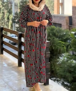 پیراهن نخی راه راه قلبی 4164 — تصویر ۱۰