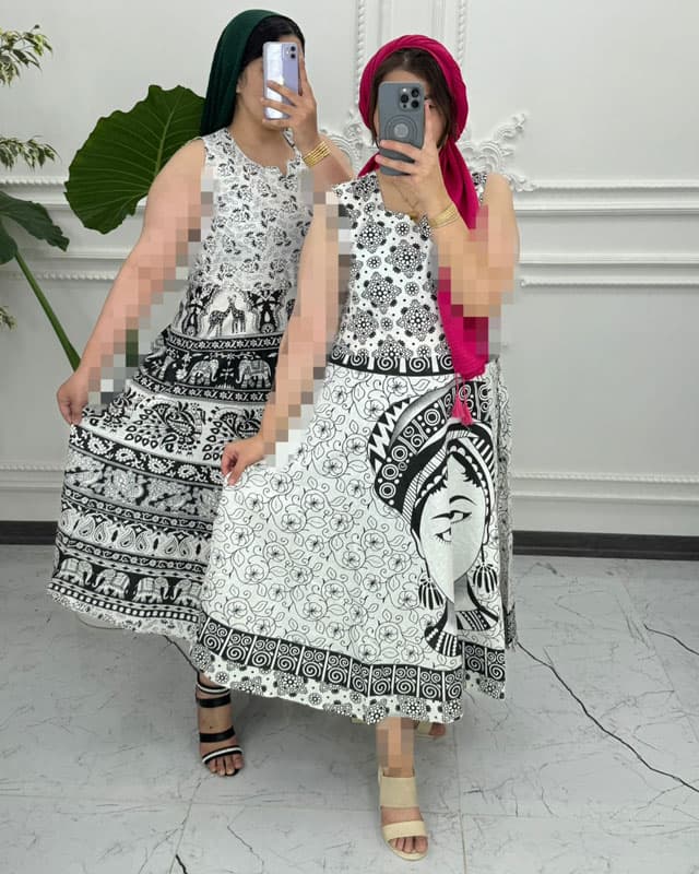 سارافون ساحلی لنگی سفید مشکی 1378 — تصویر ۲