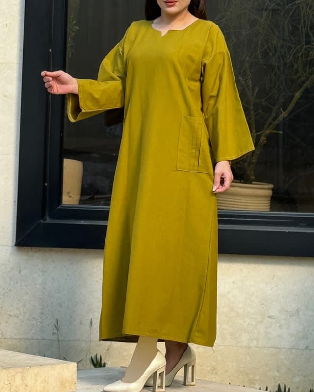 پیراهن لینن دو جیب 6099 — تصویر ۹