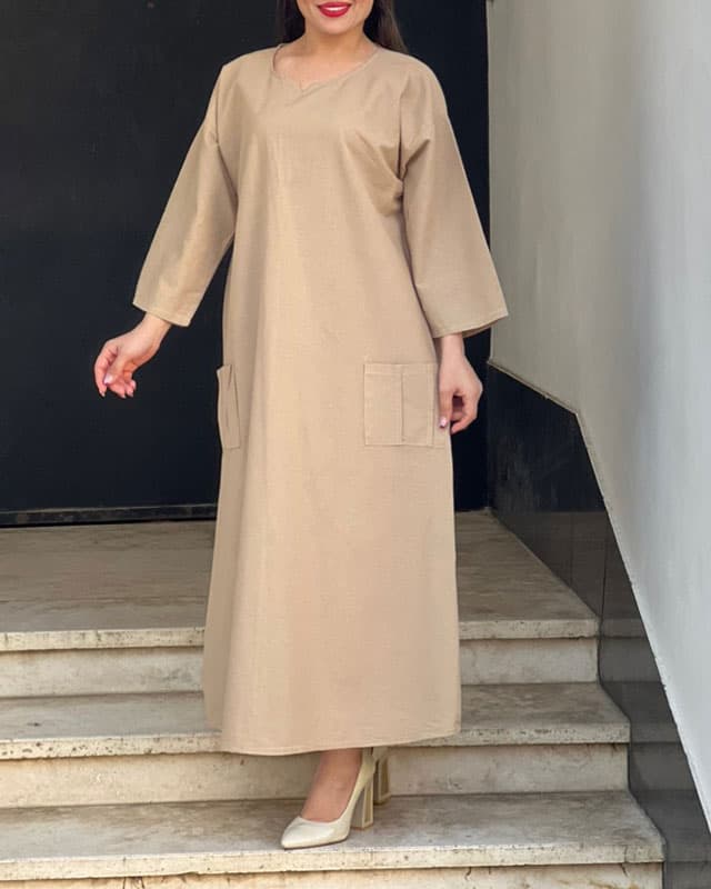 پیراهن لینن دو جیب 6099 — تصویر ۷