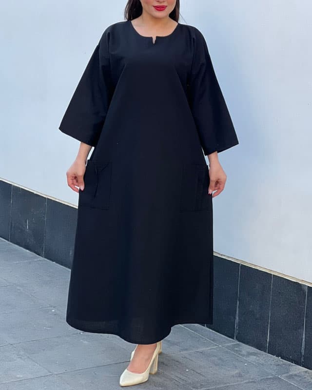 پیراهن لینن دو جیب 6099 — تصویر ۶