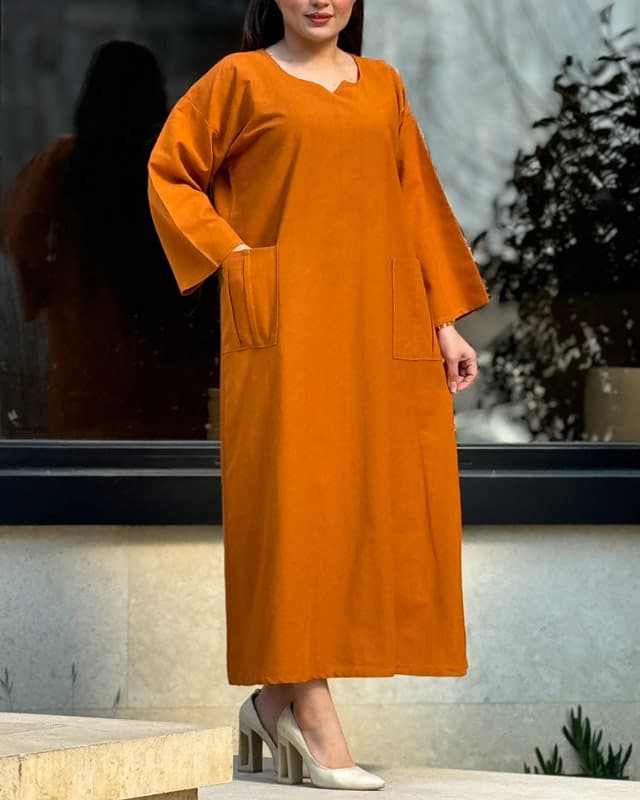 پیراهن لینن دو جیب 6099 — تصویر ۸