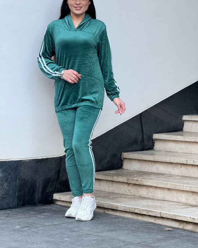 ست هودی شلوار اسپرت مخمل کوبیده 6833 — تصویر ۹