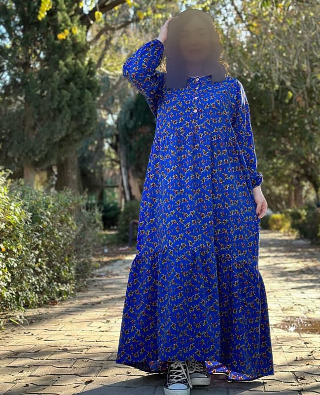 پیراهن پفکی یقه دکمه دار 6085