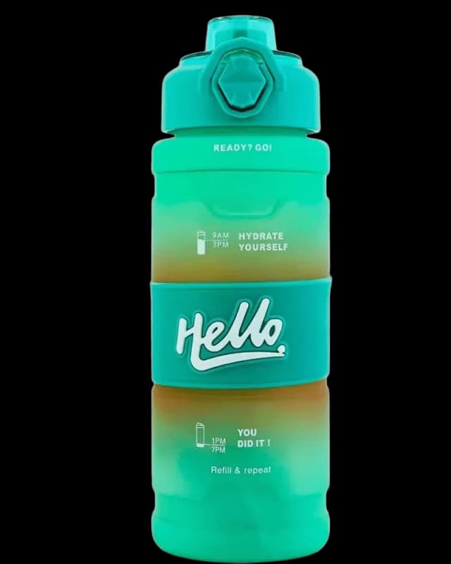 قمقمه ورزشی HELLO مدل مات حجم 1 لیتر (نی دار و درب قفلی) — تصویر ۳