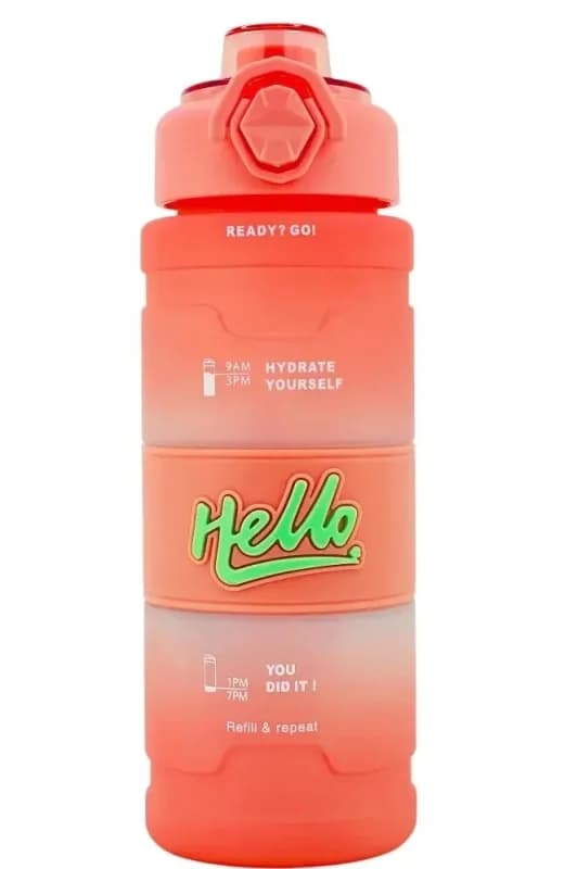 قمقمه ورزشی HELLO مدل مات حجم 1 لیتر (نی دار و درب قفلی) — تصویر ۵