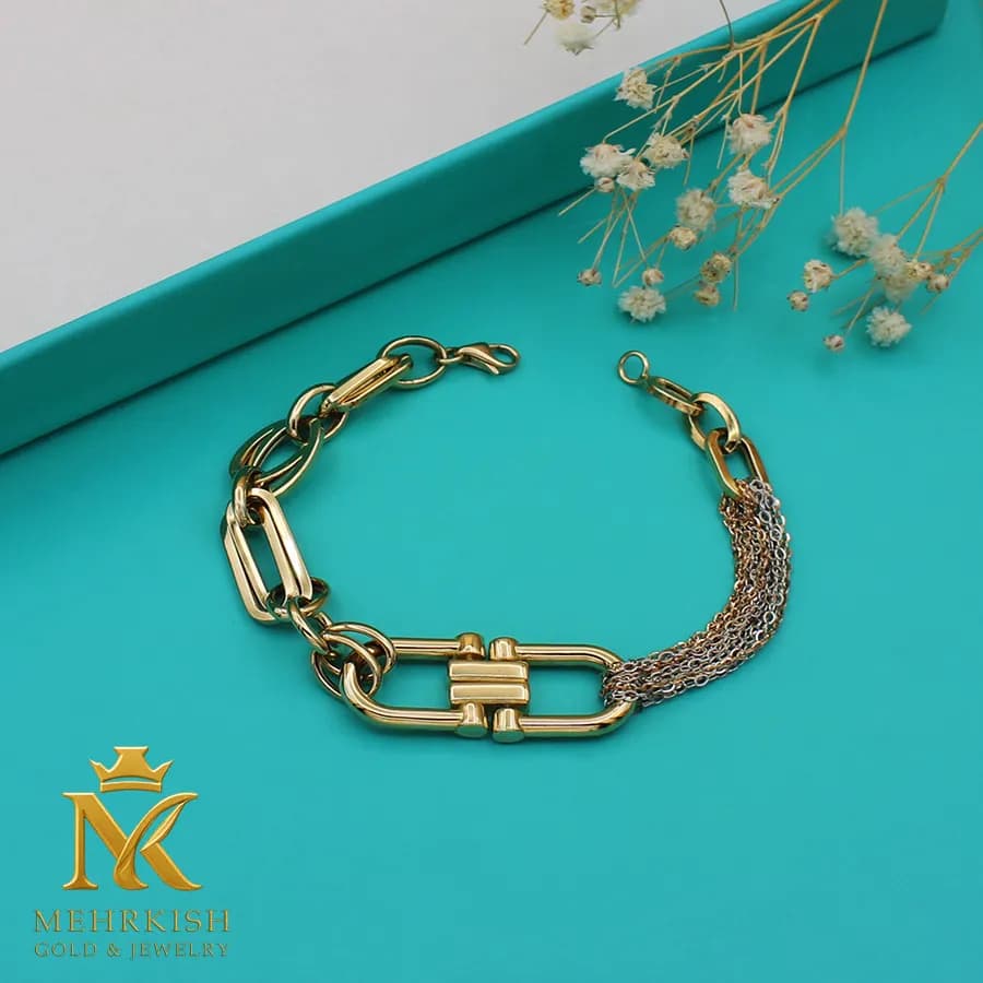دستبند زنجیری طلا کد 7693