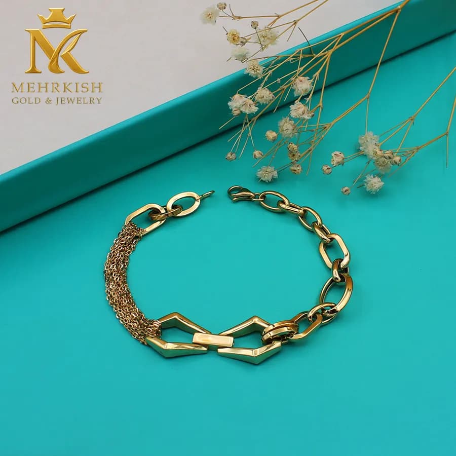 دستبند زنجیری طلا کد 7690