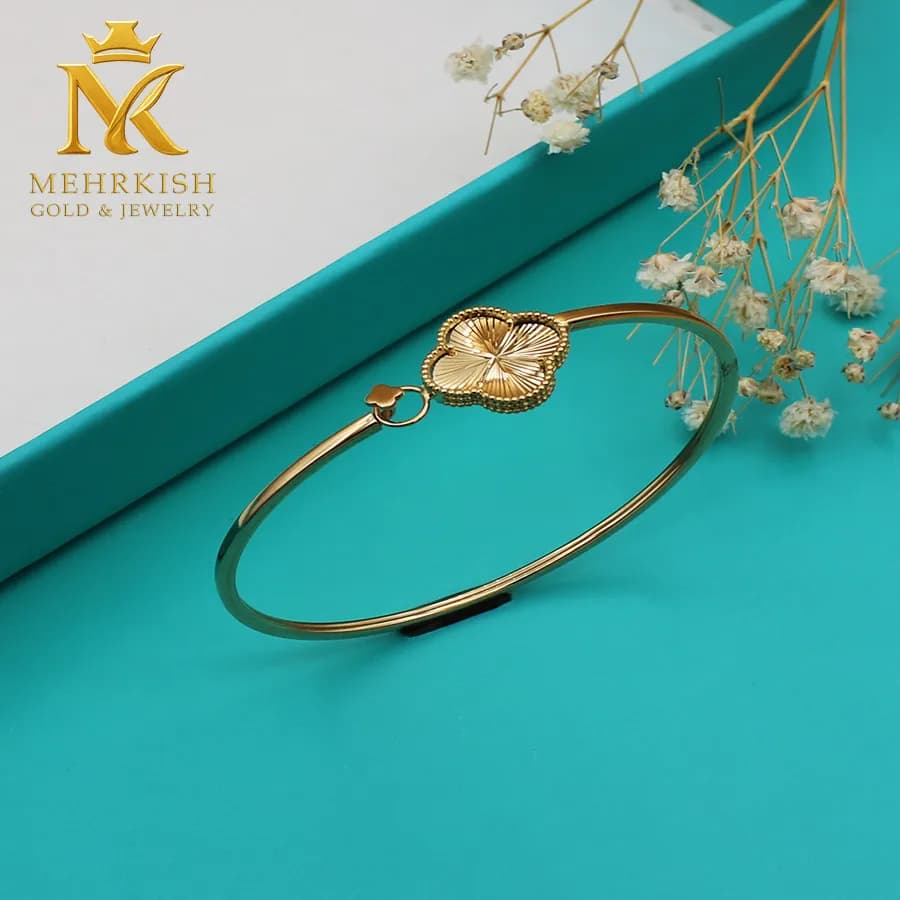 دستبند النگویی ونکلیف طلا کد 7663