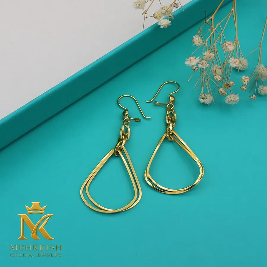 گوشواره آویز حلقه ای طلا کد 7657