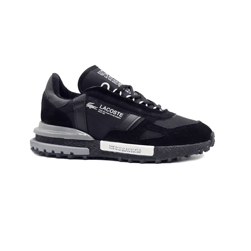 کفش و کتانی مردانه چرم طبیعی مدل لاگوست LACOSTE رنگ مشکی طوسی کد 43334