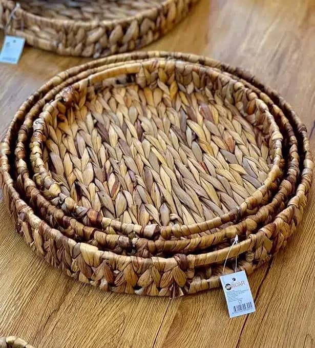 سینی حصیری گرد 3 تایی آجار ACAR