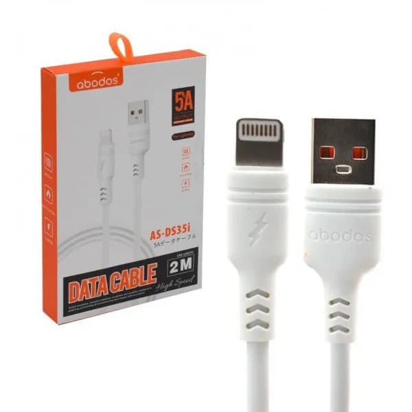 کابل آیفون آبودوس (لایتنینگ) مدل AS-DS35i — طول 2 متر، شارژ و انتقال دیتا، جریان 5 آمپر