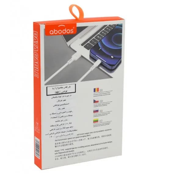 کابل آیفون آبودوس (لایتنینگ) مدل AS-DS35i — طول 2 متر، شارژ و انتقال دیتا، جریان 5 آمپر — تصویر ۳