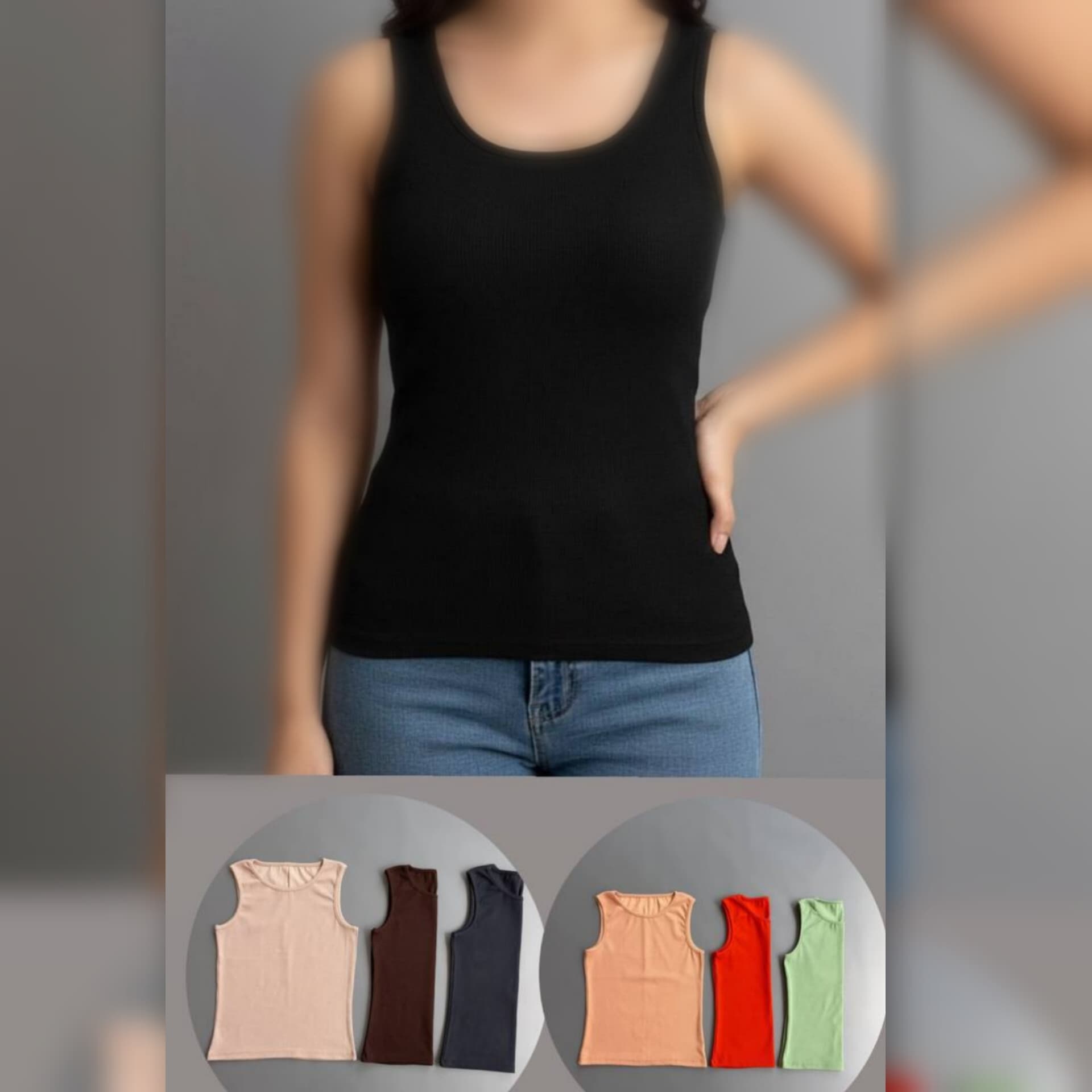 تاپ رکابی بیسیک یقه گرد عمده (پک 7 عددی) — تصویر ۶