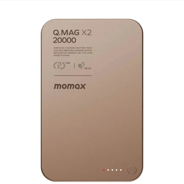 پاوربانک مگسیف مومکس مدل Q.Mag X2 ظرفیت 20000 میلی آمپر 15W فست شارژ رنگ مشکی