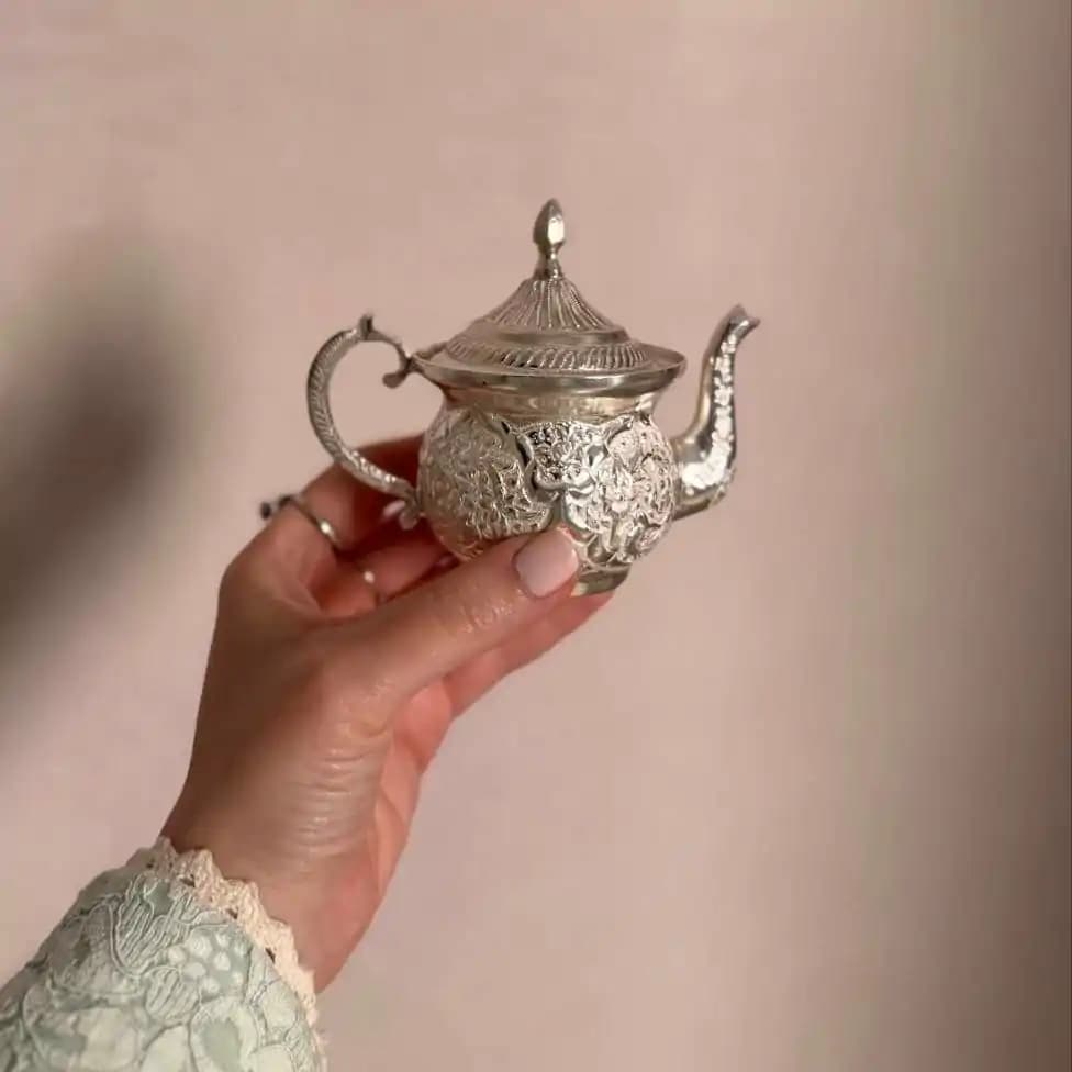 قوری نقره قهوه خوری قلم گل و مرغ — تصویر ۴