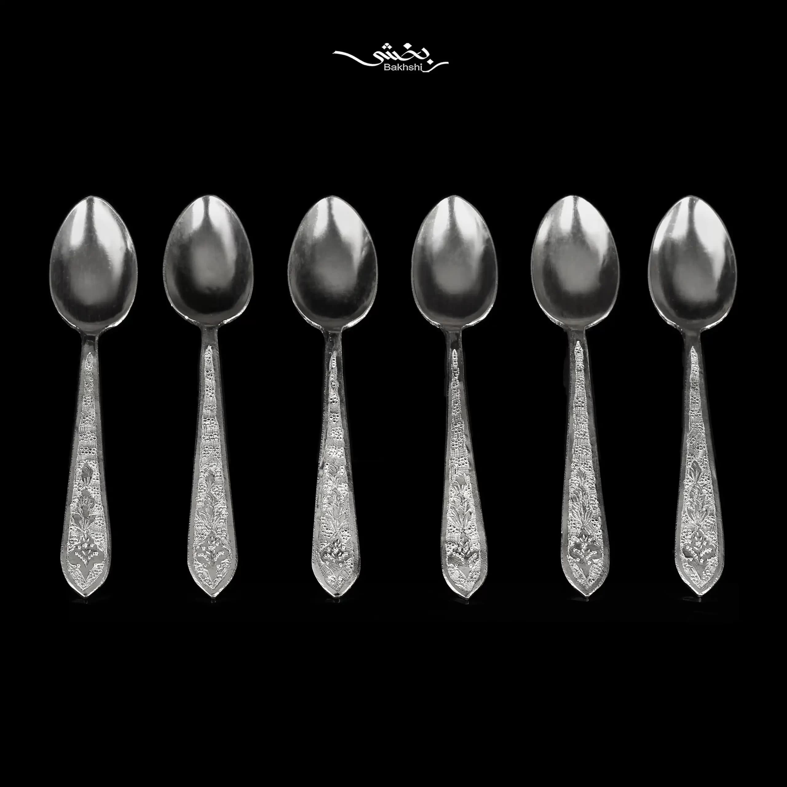 قاشق نقره شربت خوری 6 عددی ترنج — تصویر ۳