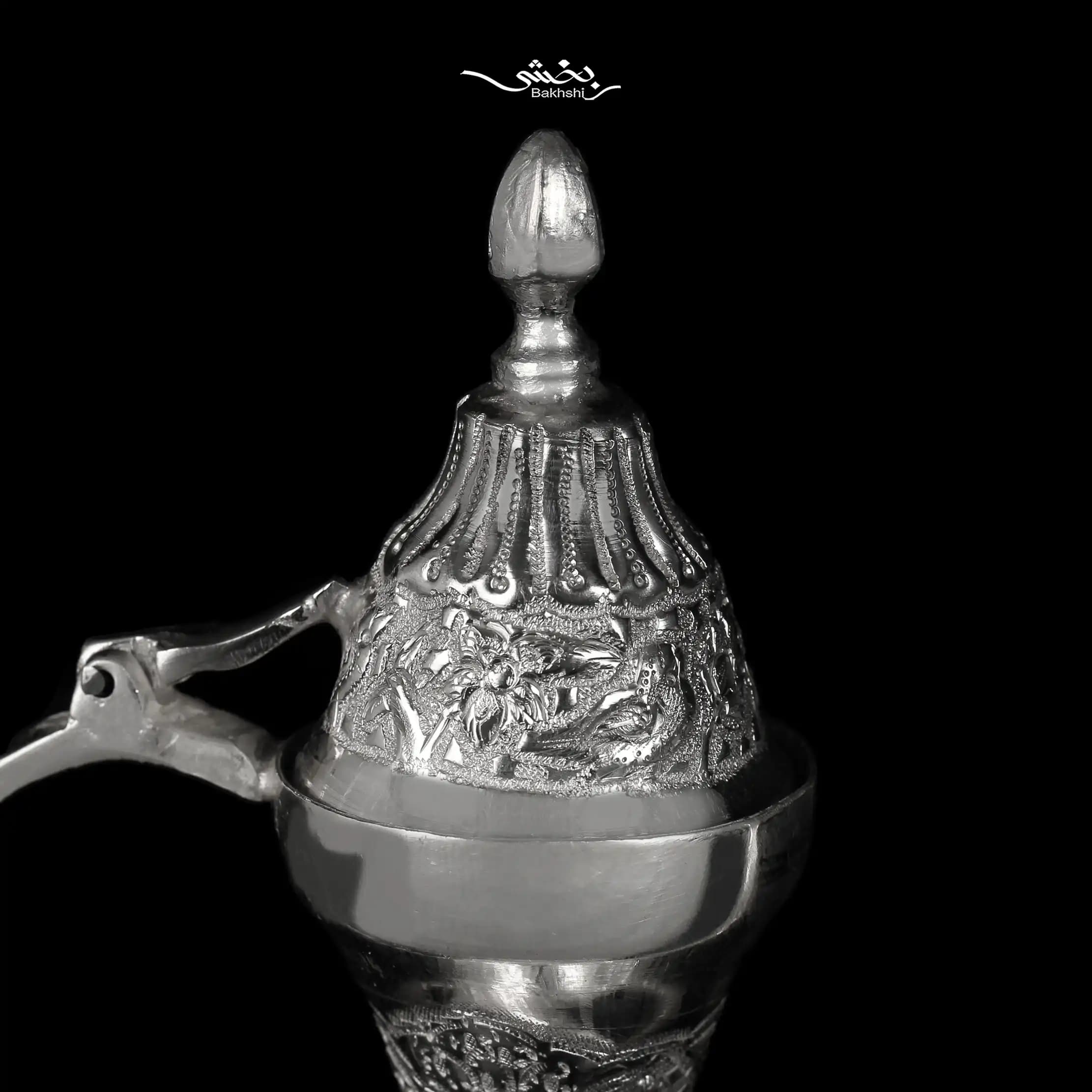 آبدست لگن نقره قلم گل و مرغ — تصویر ۵
