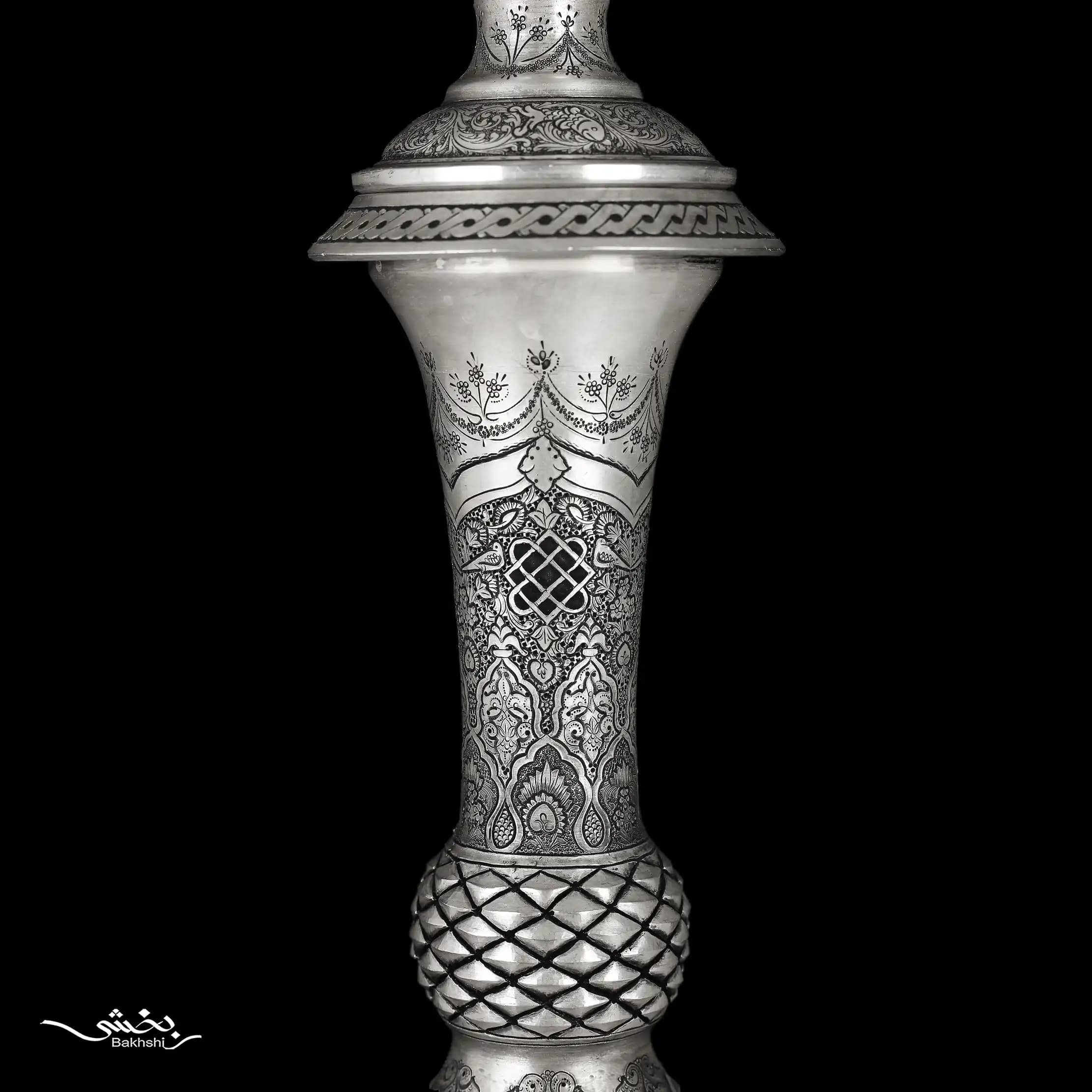 یک جفت تنگ نقره درب دار مینیاتور ریزقلم اعلا — تصویر ۵