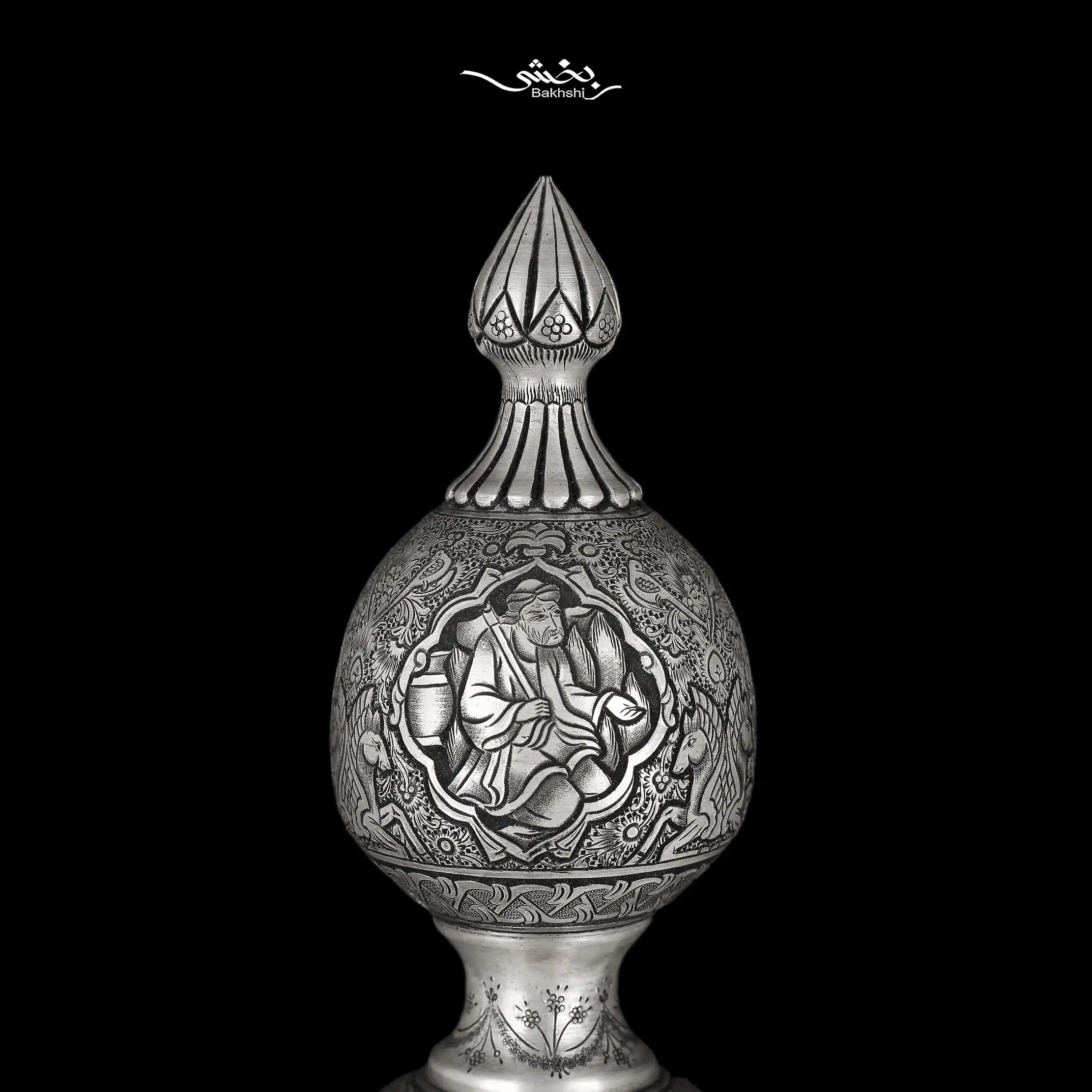 یک جفت تنگ نقره درب دار مینیاتور ریزقلم اعلا — تصویر ۶