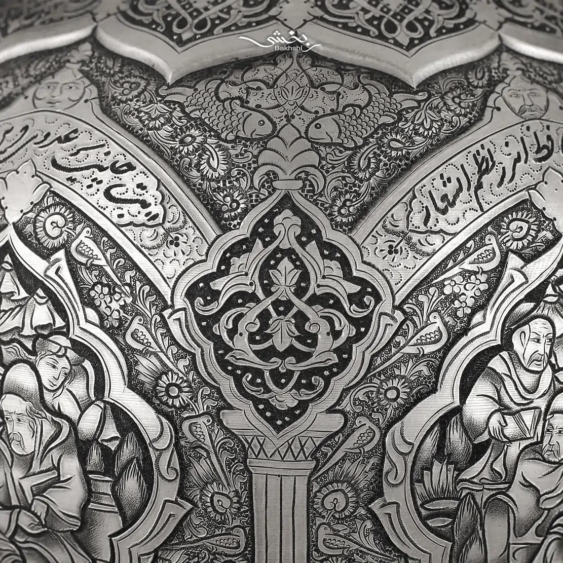 یک جفت تنگ نقره درب دار مینیاتور ریزقلم اعلا — تصویر ۹