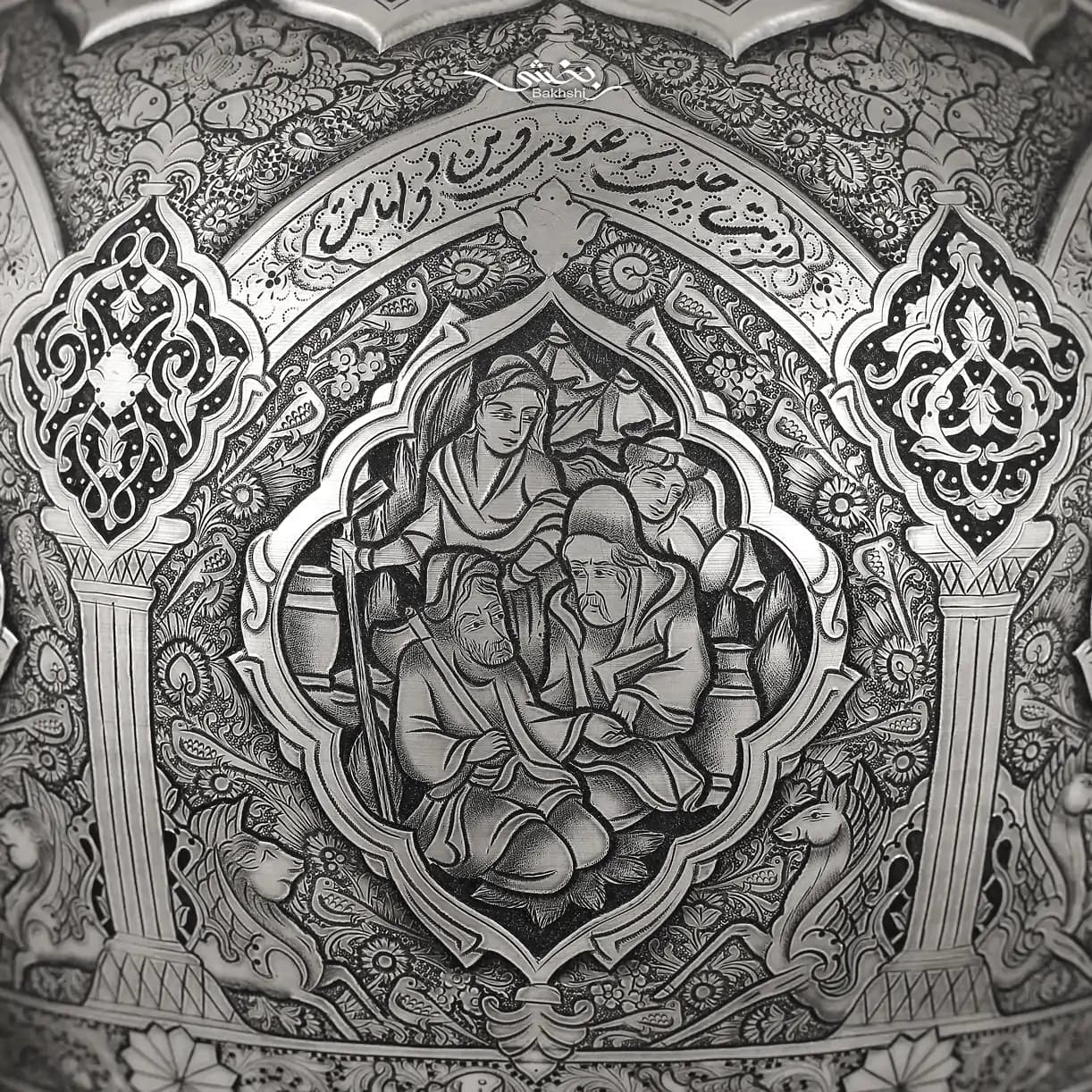 یک جفت تنگ نقره درب دار مینیاتور ریزقلم اعلا — تصویر ۷