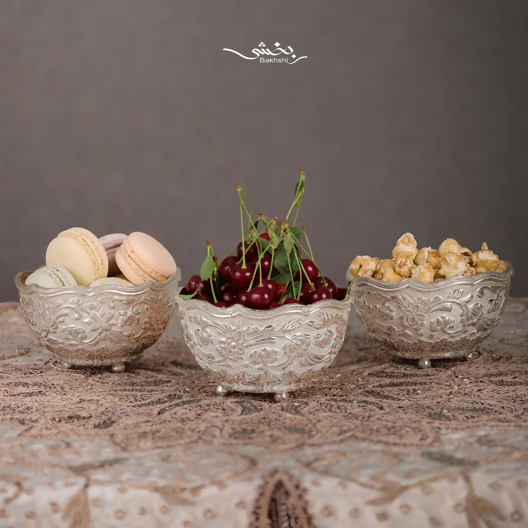 کاسه پایه گلوله ای گل برجسته شش عددی