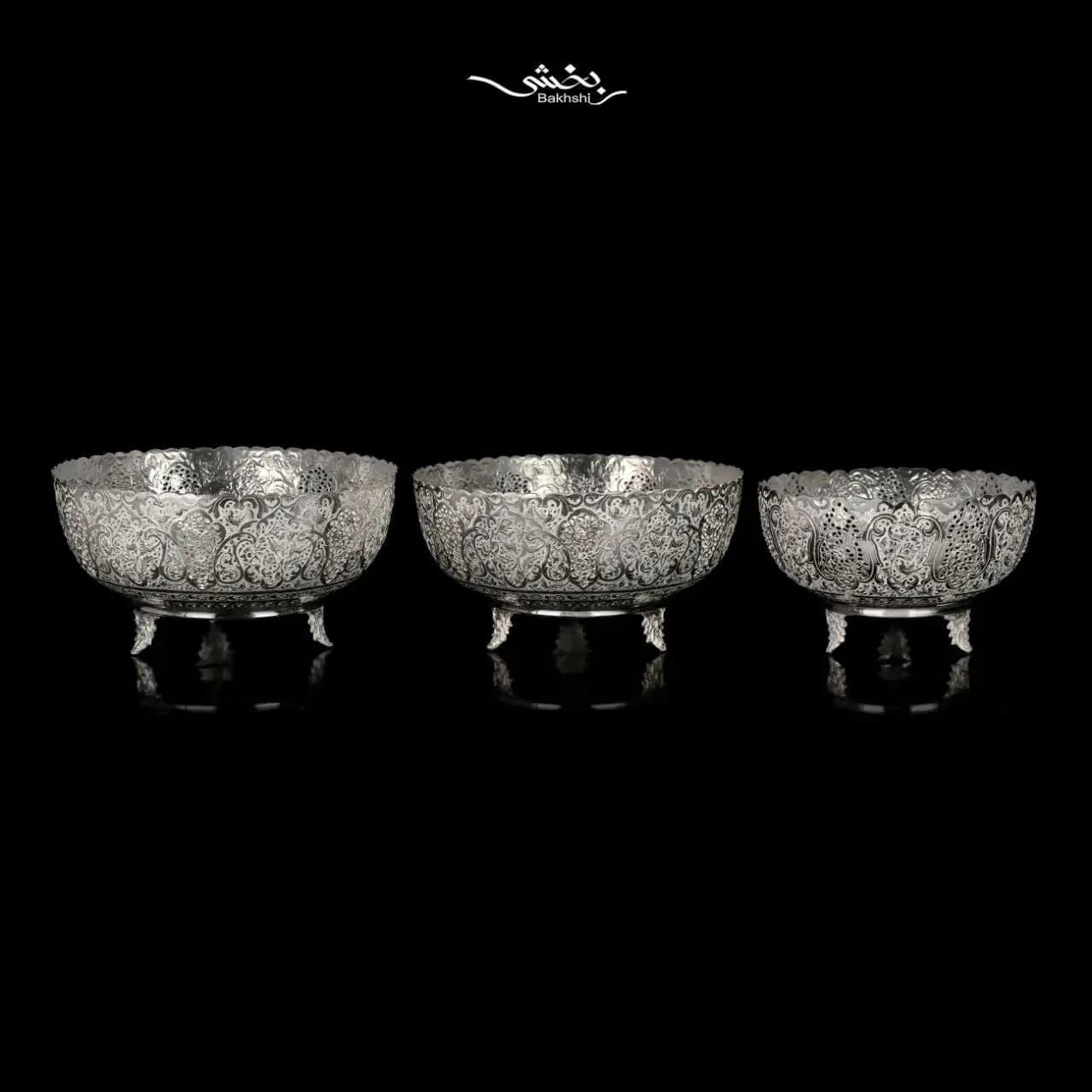 پسته خوری نقره پایه ریختگی گرد بزرگ — تصویر ۳
