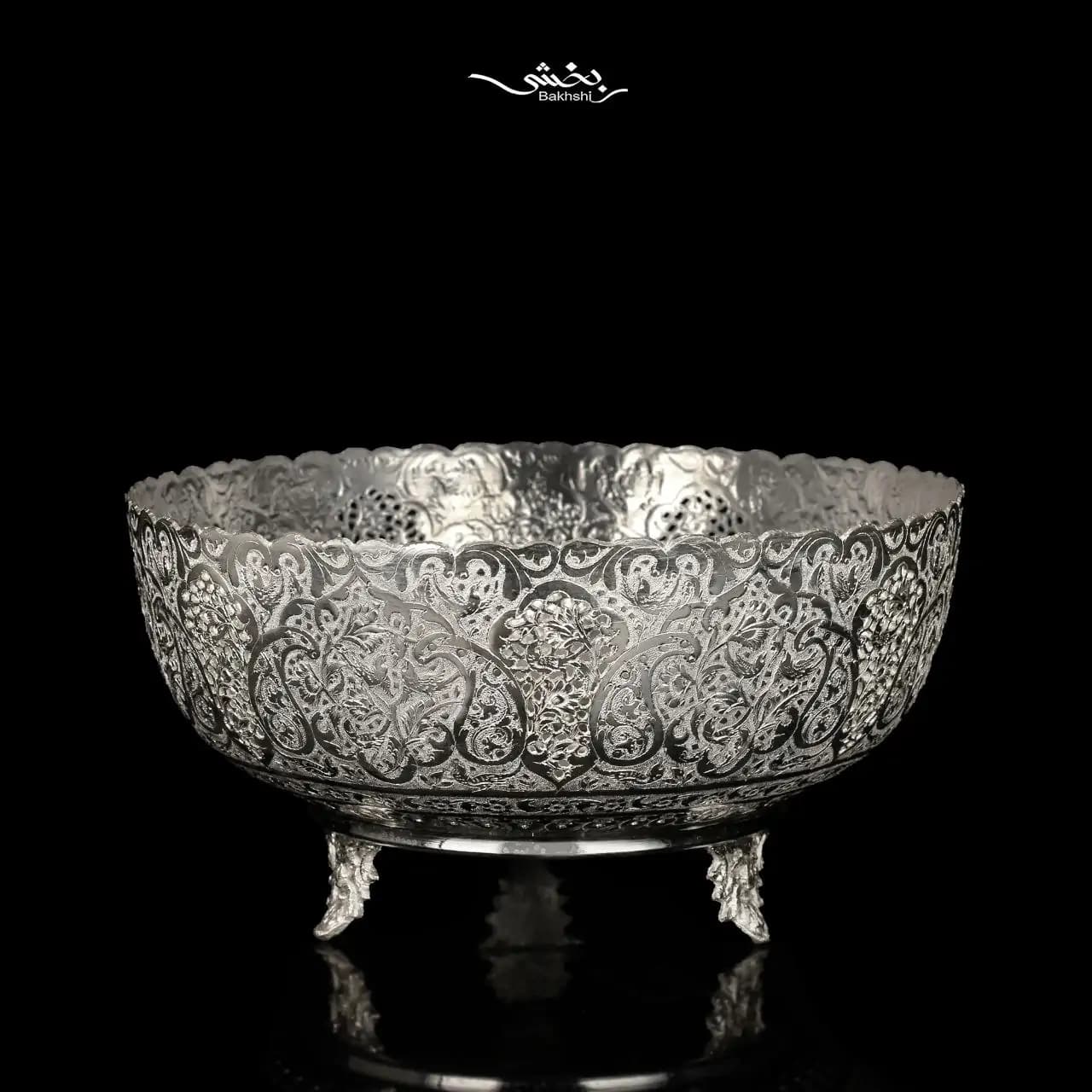 پسته خوری نقره پایه ریختگی گرد بزرگ — تصویر ۵
