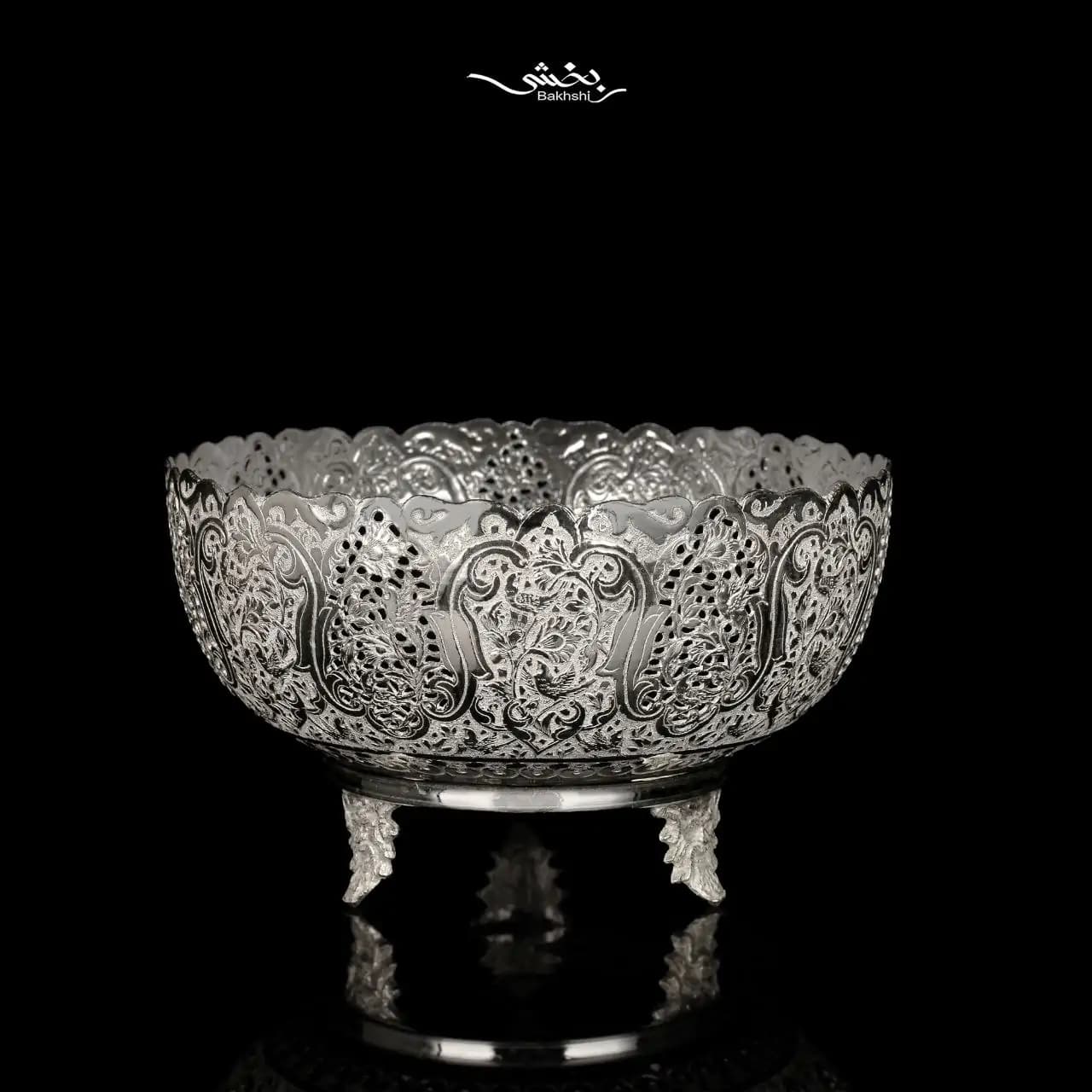 پسته خوری نقره پایه ریختگی گرد بزرگ — تصویر ۴