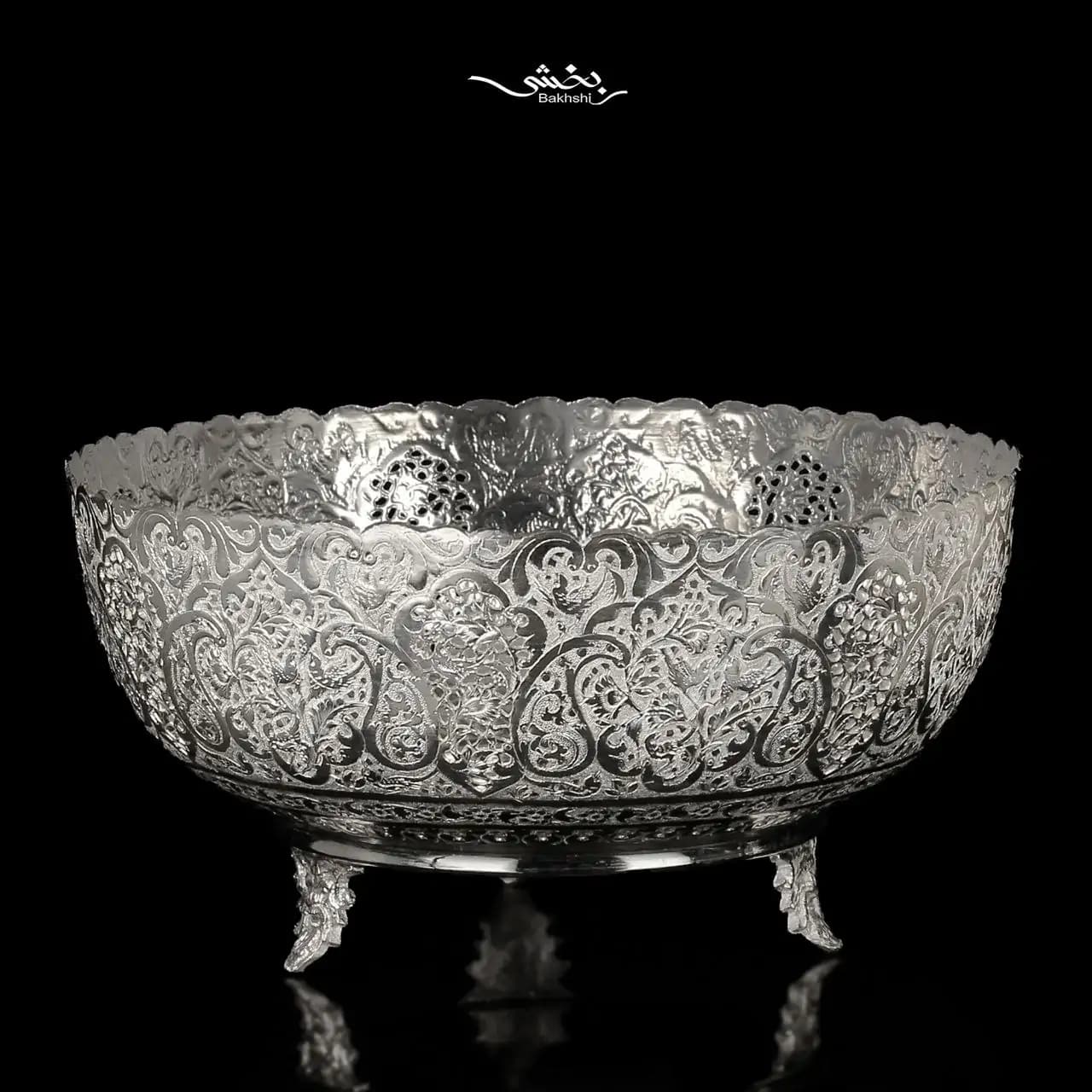 پسته خوری نقره پایه ریختگی گرد بزرگ — تصویر ۶