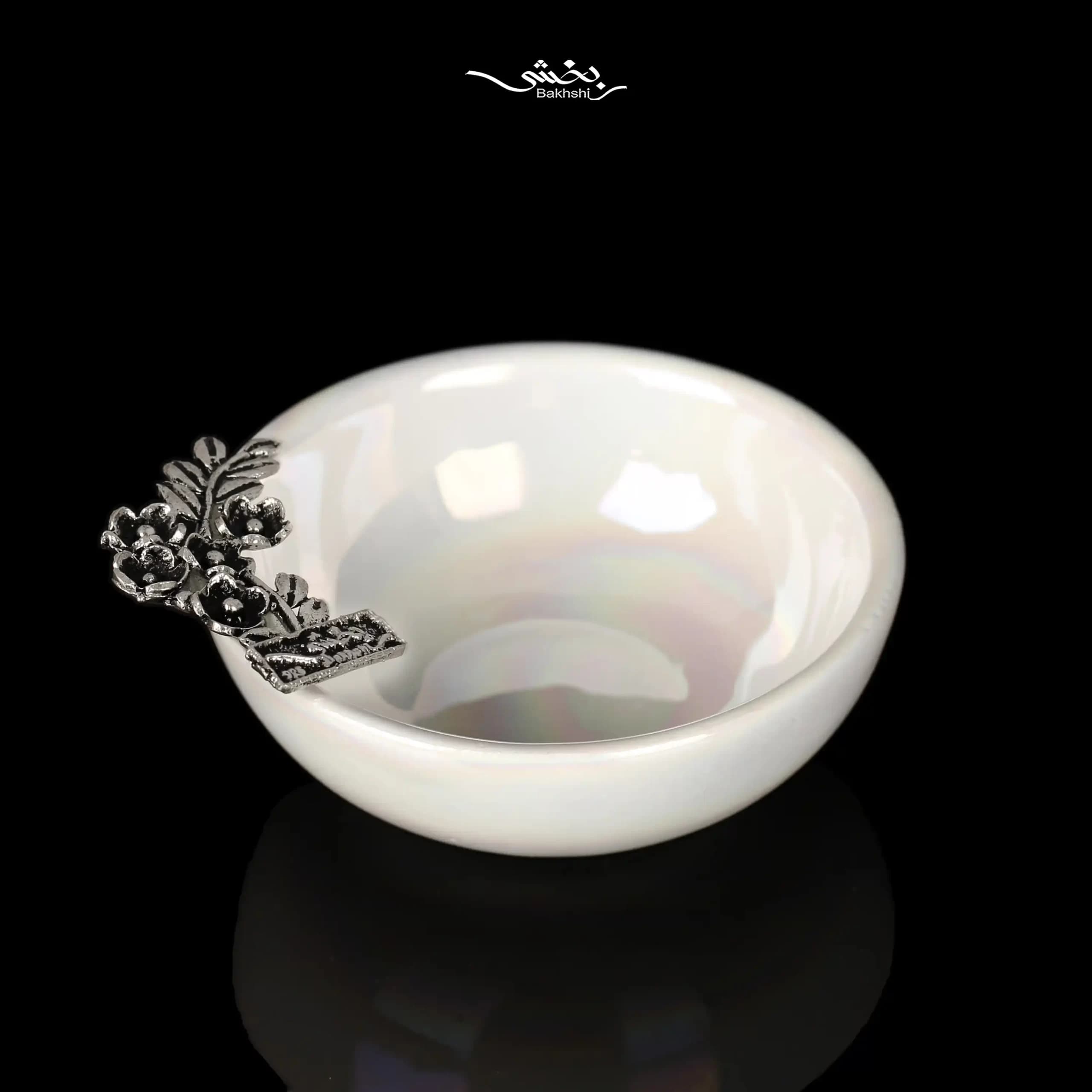 کاسه سرامیک نقره گل و برگ صدفی — تصویر ۵