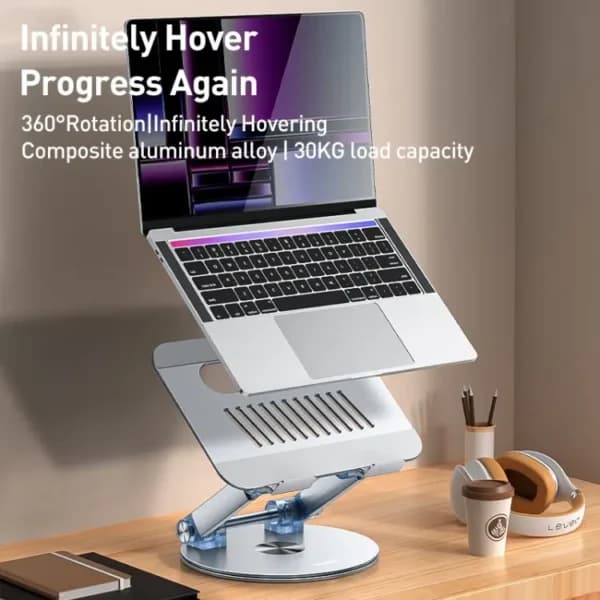 استند رومیزی تبلت و لپتاب یسیدو چرخش 360 درجه، جنس آلومینیوم و ABS مدل LP06 رنگ سفید — تصویر ۳