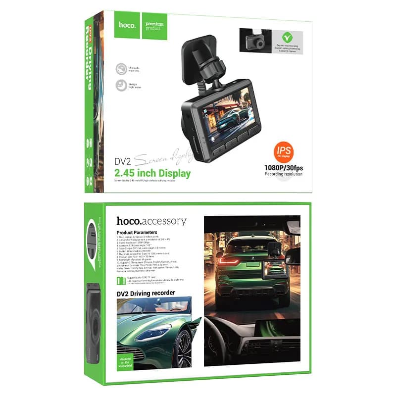 دوربین ثبت وقایع هوکو نمایشگر IPS HD، کیفیت 1080p و زاویه دید 140 درجه مدل DV2 رنگ مشکی — تصویر ۶