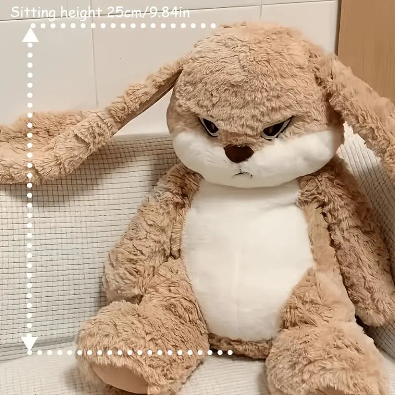 عروسک خرگوش پولیشی نرم با گوشهای بلند و صورت خشمگین — تصویر ۴