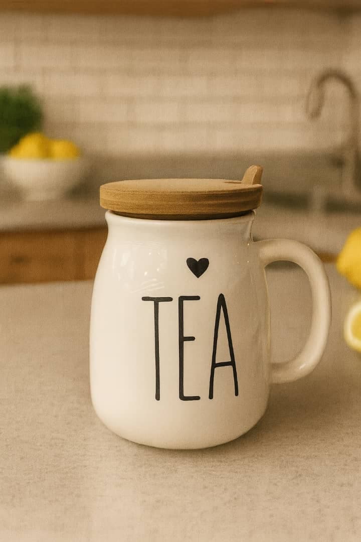 ماگ سرامیکی در چوبی طرح Tea