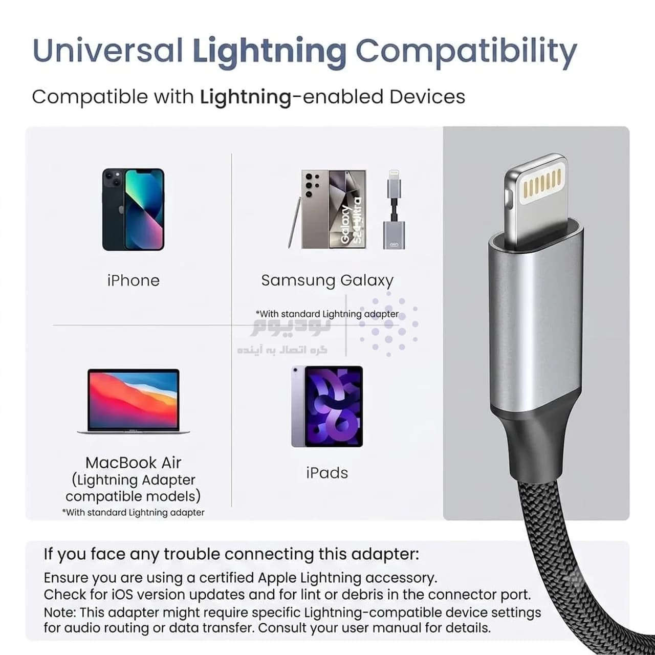 تبدیل Lightning به جک 3.5 میلیمتری مدل GJ-008 – خاکستری – ASP (گارانتی شش ماهه آروین) — تصویر ۵