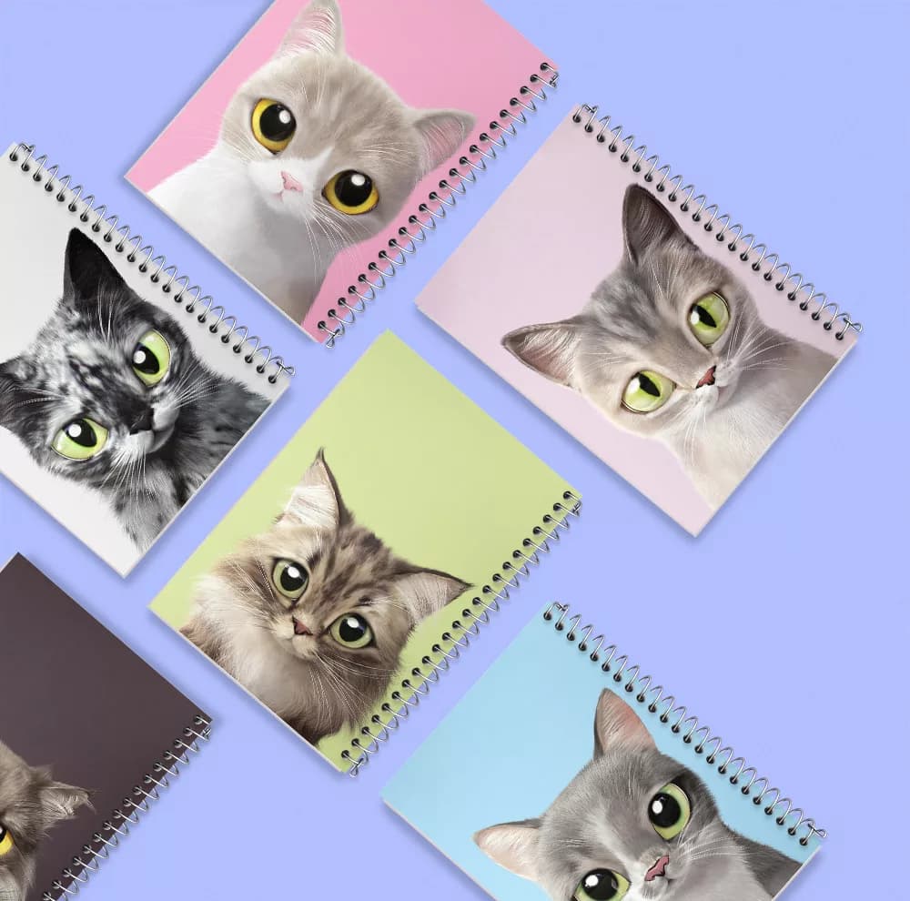 دفتر مشق 50 برگ خندالو طرح گربه (Cat) کد 483 مجموعه 6 عددی — تصویر ۸